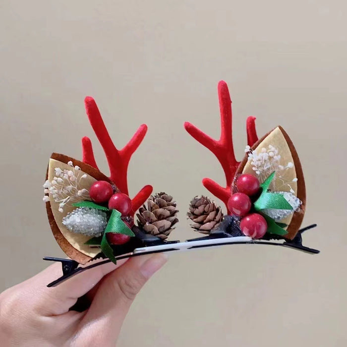 Wholesale Hair Clips Plastic Cloth Christmas Antlers JDC-HC-Yuxin001