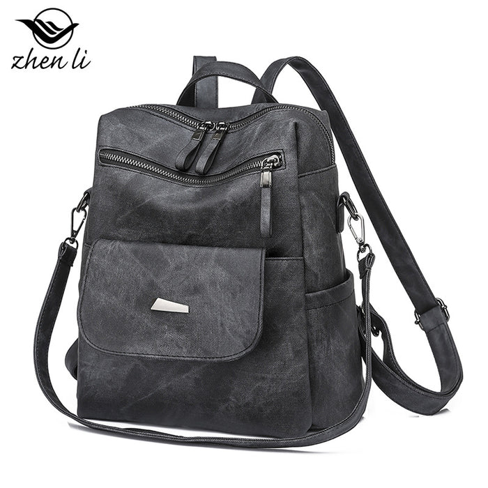 Wholesale Backpacks PU Solid Color Large Capacity JDC-BP-ZLD005