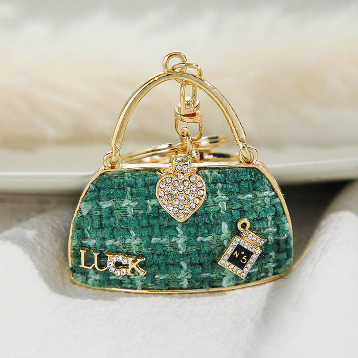 Wholesale Flannel Rhinestone Bag Shape Alloy Keychain MOQ≥2 JDC-KC-ChaoK022