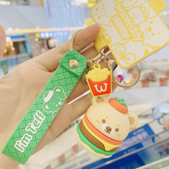 Wholesale keychain pvc cute teddy fries creative JDC-KC-BS015