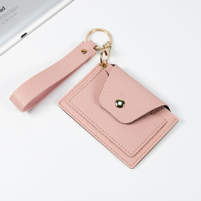 Wholesale PU Leather Candy Color Litchi Pattern Wallet Keychain MOQ≥3 JDC-KC-XXZN002