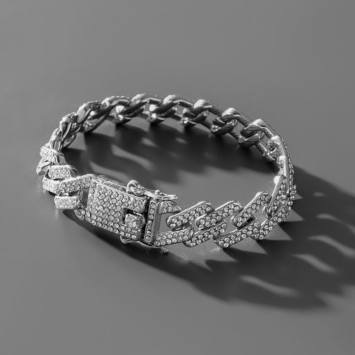 Wholesale hip hop full diamond bracelet trendy men street shooting diamonds JDC-BT-WeiX003