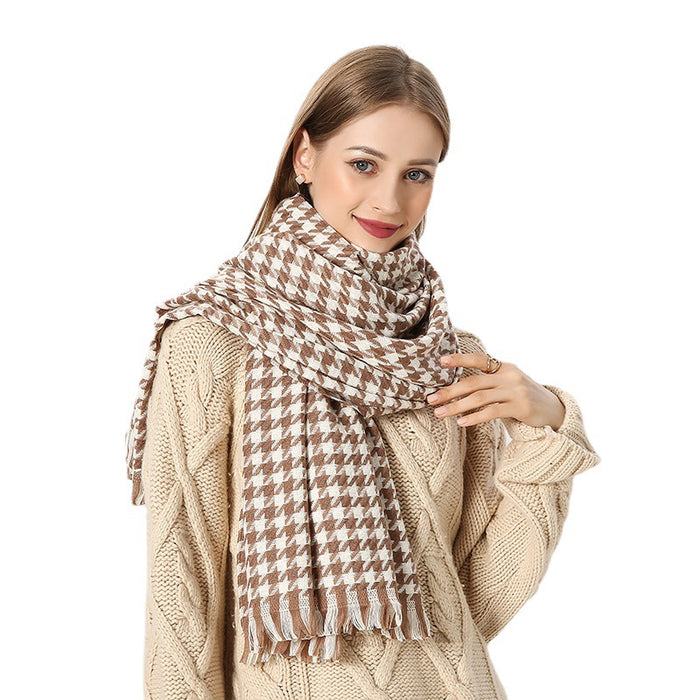 Wholesale Scarf Imitation Cashmere Houndstooth Thick Thick Warm Long Scarf JDC-SF-Randai002