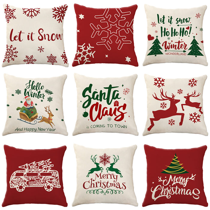 Wholesale Pillowcase Linen Christmas Snowflake Elk Santa Claus MOQ≥2 JDC-PW-Yunhan008