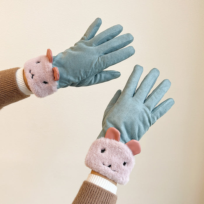 Wholesale Gloves Acrylic Autumn Winter Plus Velvet Cute Rabbit Touch Screen MOQ≥2 JDC-GS-JingZ005