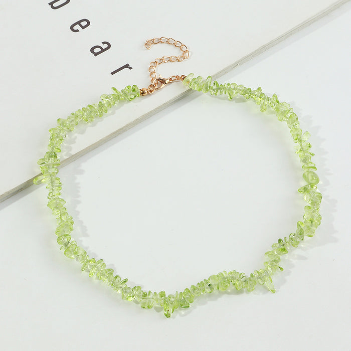 Wholesale alloy ins wind irregular colorful transparent gravel necklace JDC-NE-E325