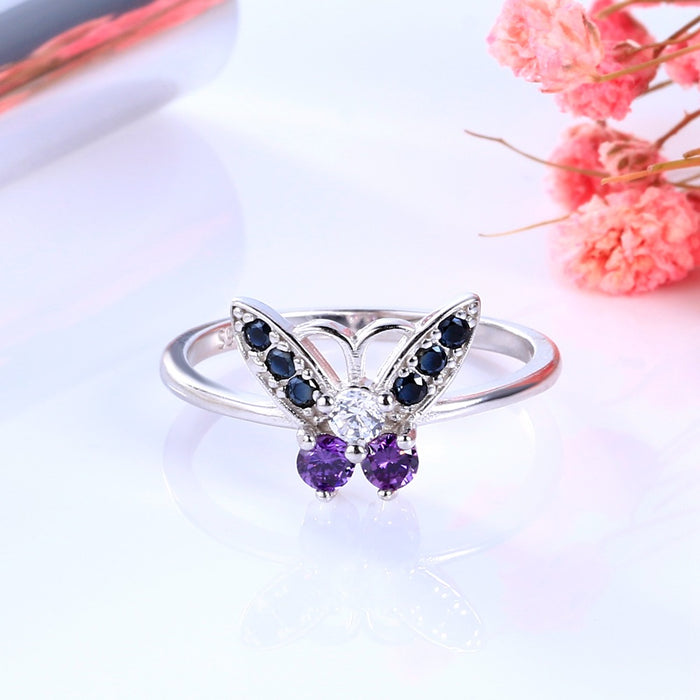 Wholesale Butterfly Zircon Copper Ring JDC-RS-FuZ001