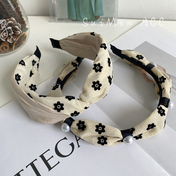 Wholesale headband pearl daisy thin edge cross JDC-HD-Suim006