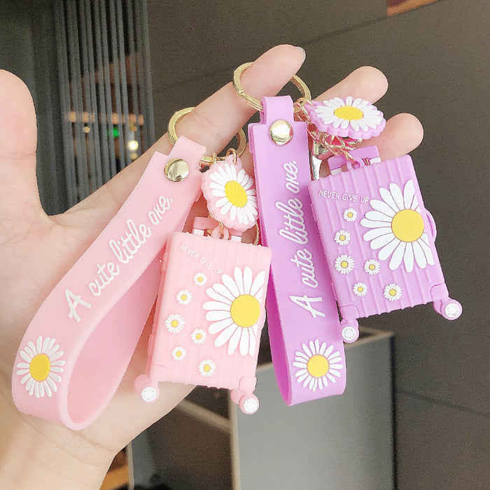 Wholesale cute ins daisy suitcase keychain JDC-KC-FeiRun076