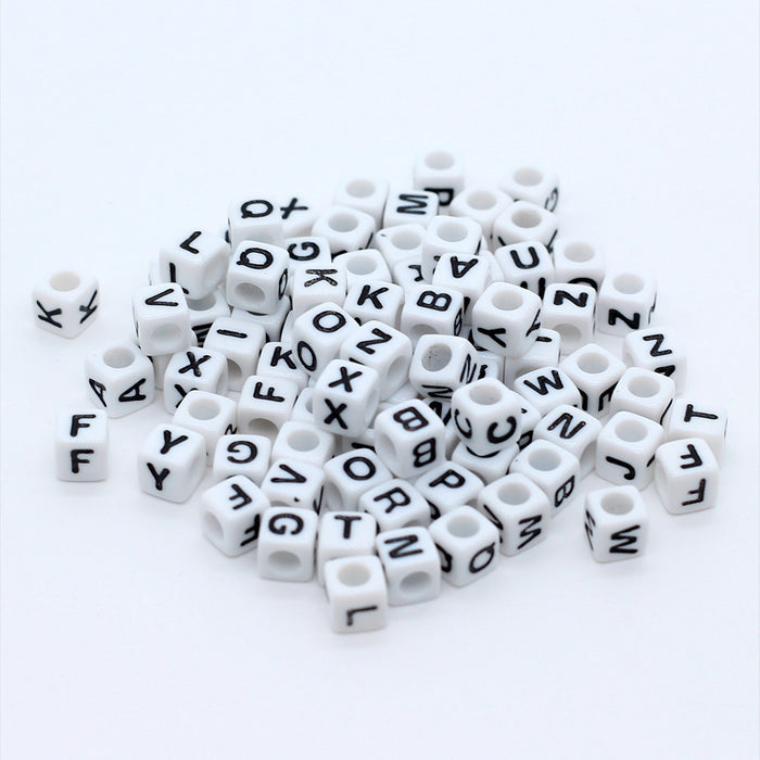 Wholesale Pendant 6MM DIY Letter Handmade Square Transparent Acrylic Pack of 100 MOQ≥2 JDC-PT-BiLai002