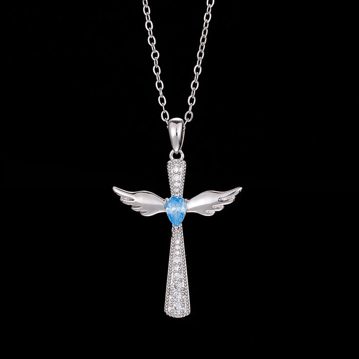 Wholesale Pendant crossing Born in the wings of the stone crossing angel's wings MOQ≥2 JDC-PT-MLJ003