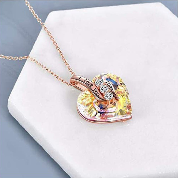 Wholesale Necklace Fashion Women's Love Letters Crystal Pendant Necklace JDC-NE-XunO044