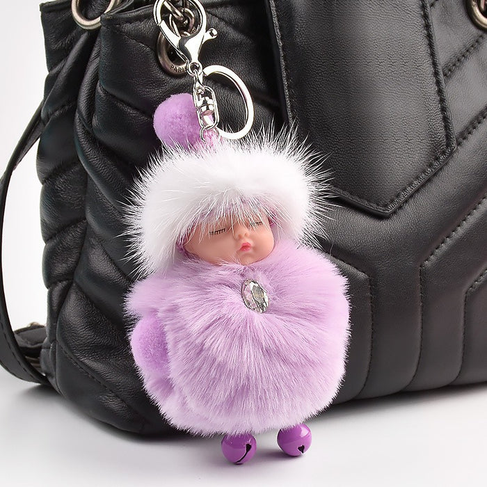 Jewelry WholesaleWholesale mink Plush sleeping cute Hairball keychain JDC-KC-FeiRun056 Keychains 飞润 %variant_option1% %variant_option2% %variant_option3%  Factory Price JoyasDeChina Joyas De China