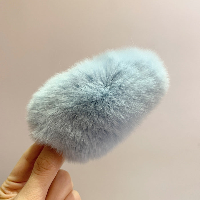 Wholesale big hair hair clip solid color cute top clip real rex rabbit hair MOQ≥2 JDC-HC-Mer003