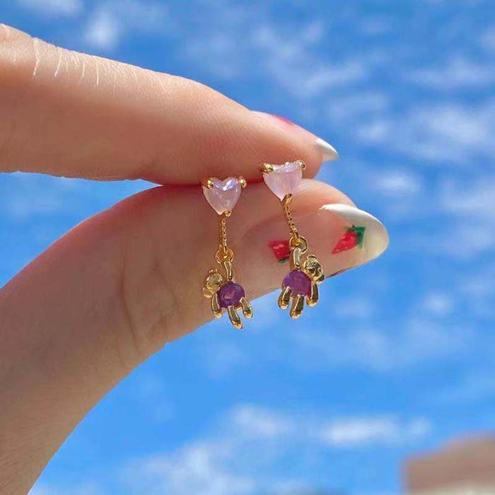 Wholesale Cartoon 18K Gold Jewelry Cute Bear Cloud Earrings JDC-ES-WB024