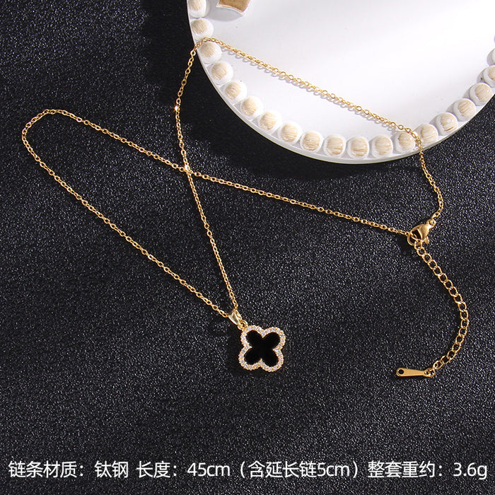 Jewelry WholesaleWholesale Zircon Copper Titanium Steel Clover Necklace (F) JDC-NE-RongS005 Necklaces 荣硕 %variant_option1% %variant_option2% %variant_option3%  Factory Price JoyasDeChina Joyas De China