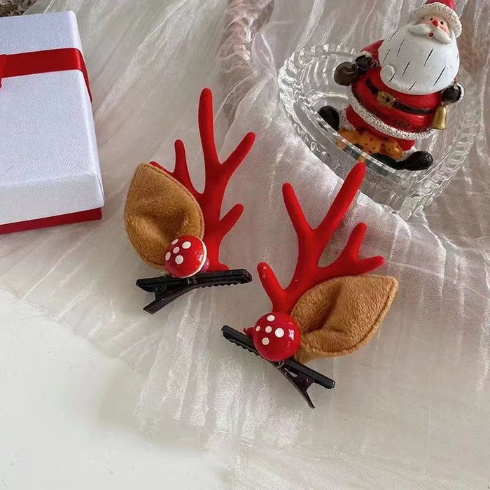 Wholesale Hair Clips Plastic Cloth Christmas Antlers JDC-HC-Yuxin001