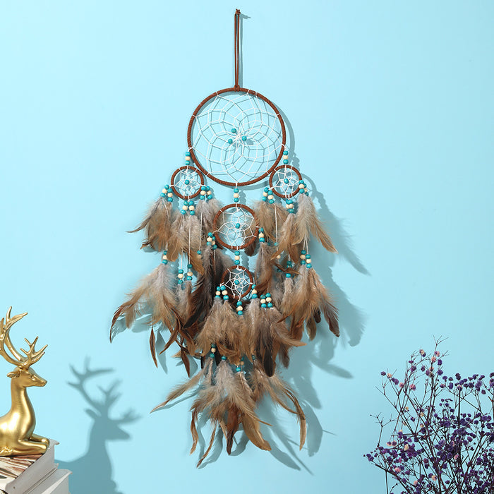 Wholesale Indian Feather Iron Cotton Thread Dreamcatcher MOQ≥2 JDC-DC-YXuan006