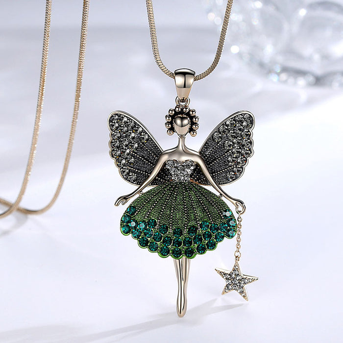 Wholesale Cartoon Little Princess Alloy Diamond Rhinestone Necklace JDC-NE-YouH013