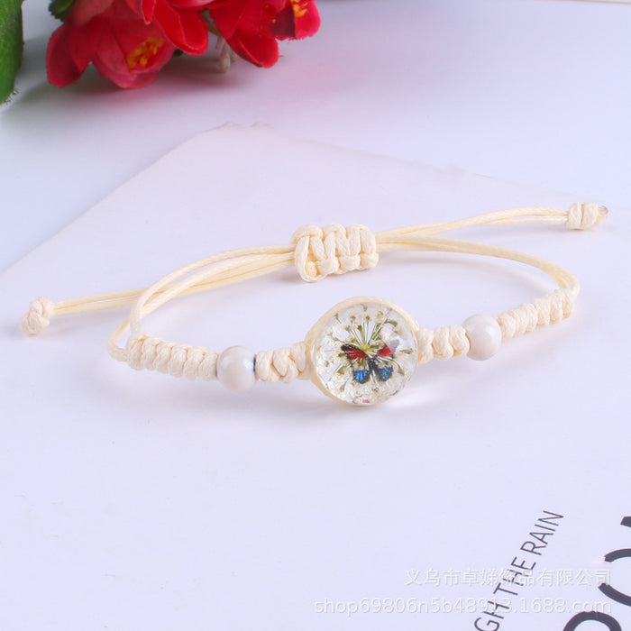 Wholesale Bracelet Glass Ball Weaving Gypsophila Immortal MOQ≥2 JDC-BT-ZhuoD002