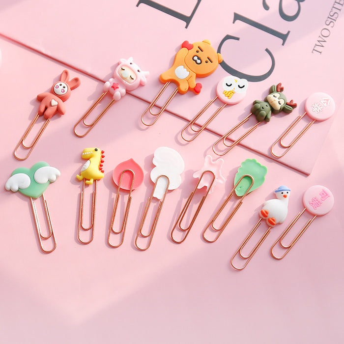 Wholesale Random Soft Adhesive Metal Cute Paperclip Bookmark JDC-PP-Gangs001