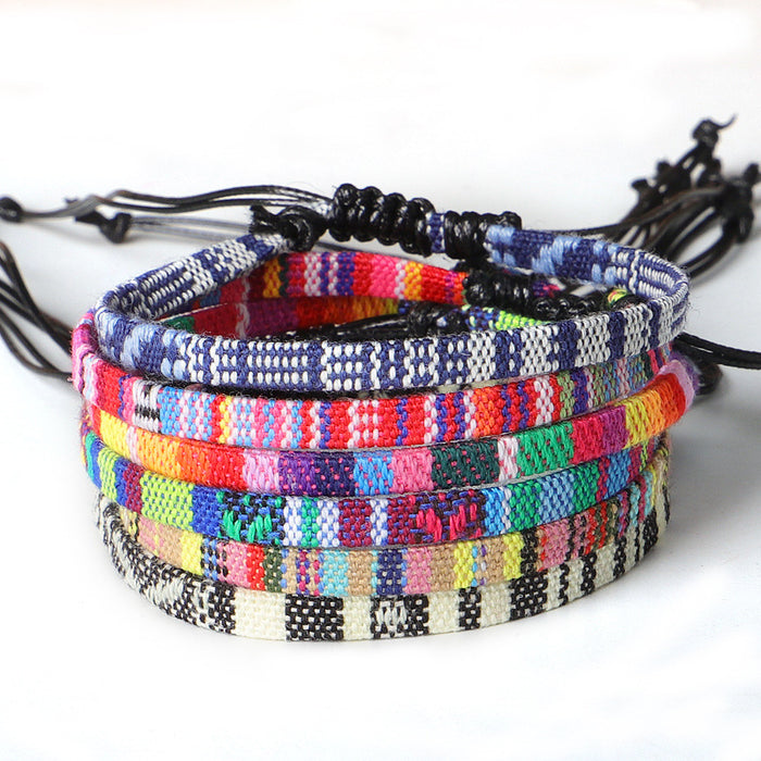 Wholesale Anklet Boho Anklet Hand Braided Rainbow Color Anklet LGBT MOQ≥3 JDC-AS-QiuX002