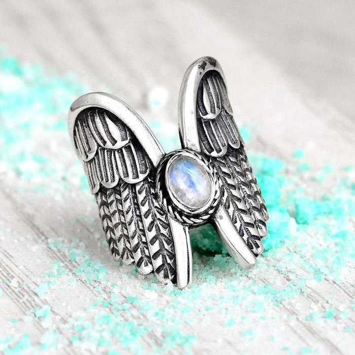 Jewelry WholesaleWholesale Wings Angel Wings Moonstone Alloy Rings JDC-RS-Saip018 Rings 赛蒲 %variant_option1% %variant_option2% %variant_option3%  Factory Price JoyasDeChina Joyas De China