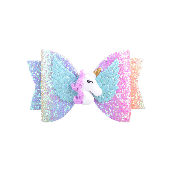 Jewelry WholesaleWholesale gradient rainbow color sequin glitter powder ribbon children's hairpin JDC-HC-Xiane001 Hair Clips 仙儿 %variant_option1% %variant_option2% %variant_option3%  Factory Price JoyasDeChina Joyas De China