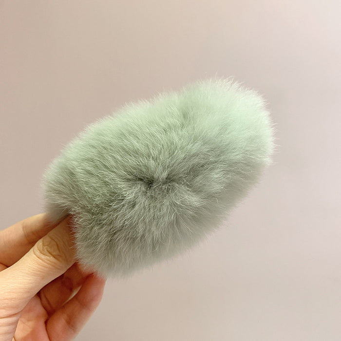 Wholesale big hair hair clip solid color cute top clip real rex rabbit hair MOQ≥2 JDC-HC-Mer003