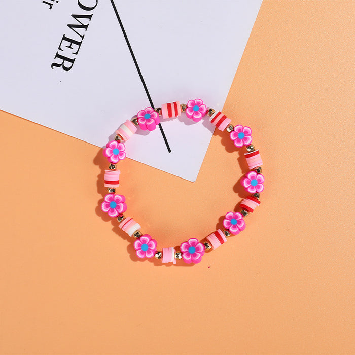 Wholesale Boho Flower Bracelet Soft Pottery Beaded Bracelet JDC-BT-ZengZ018