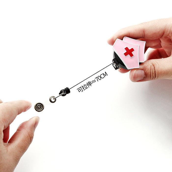 Wholesale Keychains For Backpacks Red Cross Pink Nurse Alloy Drip Oil Rotating Serrated Easy Pull Buckle MOQ≥2 JDC-KC-WHao005