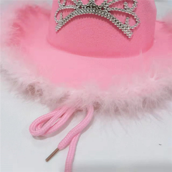 Jewelry WholesaleWholesale Pink Cowboy Hat Non Woven Crown Western Jazz Woolen Hat JDC-FH-Guanchuan004 Fashionhat 冠川 %variant_option1% %variant_option2% %variant_option3%  Factory Price JoyasDeChina Joyas De China