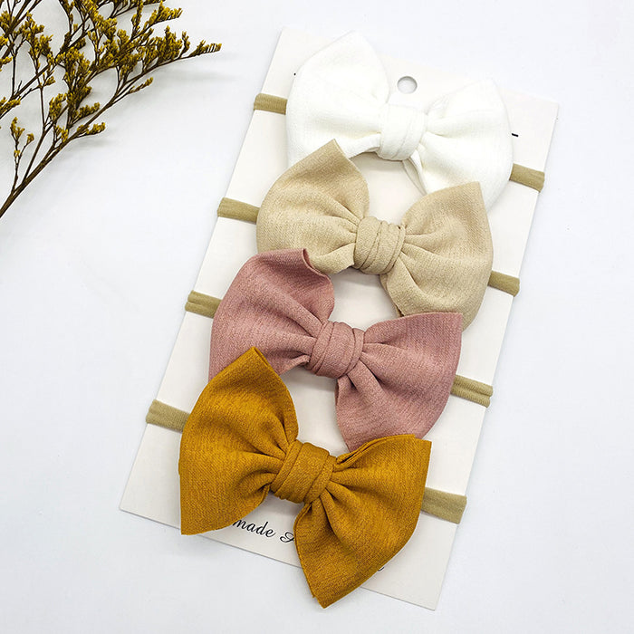 Wholesale solid color printed bow kids hair band set of four JDC-HD-KAXi002