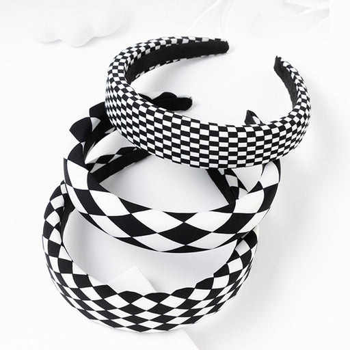 Jewelry WholesaleWholesale wild wide-brimmed fabric checkerboard face wash headband JDC-HD-hemin017 Headband 和鸣 %variant_option1% %variant_option2% %variant_option3%  Factory Price JoyasDeChina Joyas De China