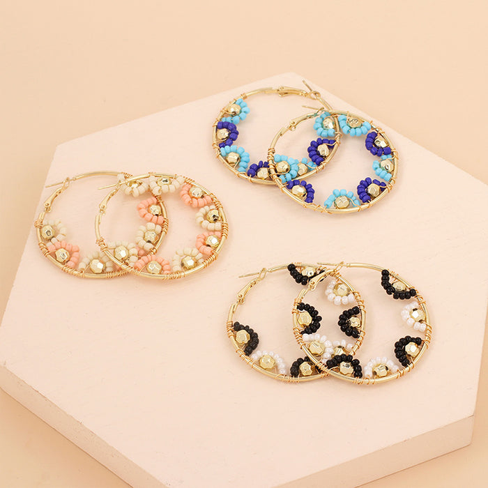 Wholesale Big Circle Rice Bead Earrings MOQ≥2 JDC-ES-Yir013