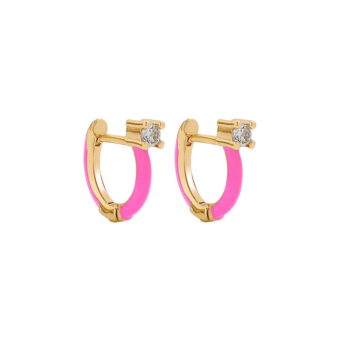 Wholesale Hoop Earrings Rectangular Zircon Alloy Diamond MOQ≥2 JDC-ES-Ruol018