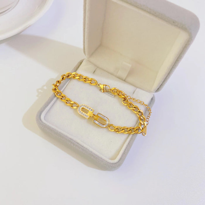 Wholesale Bracelet Titanium Steel Plated 18k Gold JDC-BT-DingP003