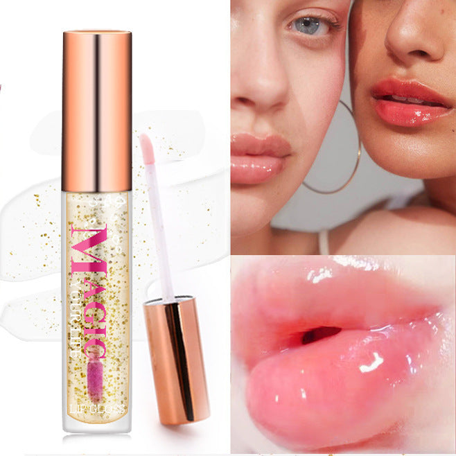 Wholesale discoloration lip oil with gold leaf fragments moisturizing discoloration JDC-MK-MTeng006