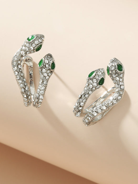 Wholesale diamond rhinestone double head snake stud earrings women JDC-ES-JDie006