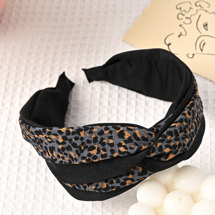 Wholesale Brown Fabric Leopard Print Headband JDC-HD-wuxuan005