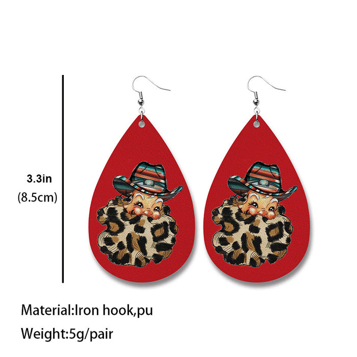 Wholesale Earrings Leather Christmas Farm Cow Sheep Animals MOQ≥2 JDC-ES-HeYi072