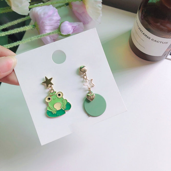 Wholesale Alloy Diving Frog Earrings Asymmetrical JDC-ES-MoN013