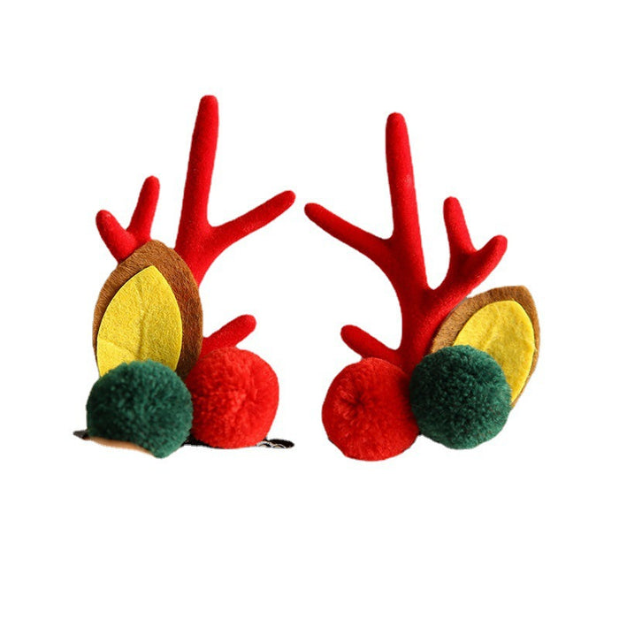 Wholesale Hair Clips Plastic Cloth Christmas Antlers JDC-HC-Yuxin001