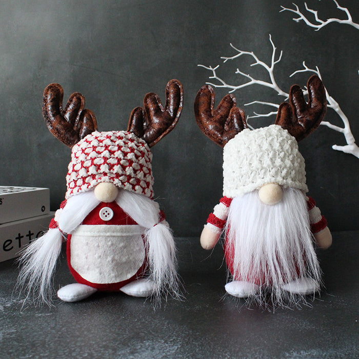 Wholesale Ornaments Cloth Fill Cotton Christmas Antlers Old Man Faceless Doll JDC-OS-GangL044