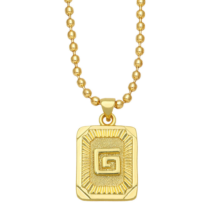 Wholesale Fashion Versatile 26 English Alphabet Necklaces Plated 18K Gold Square Letters JDC-NE-AS586