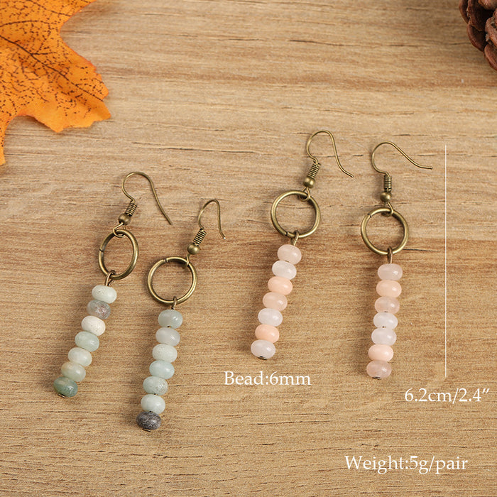 Wholesale Alloy Vintage Natural Stone Beaded Earrings MOQ≥2 JDC-ES-Zhongn008