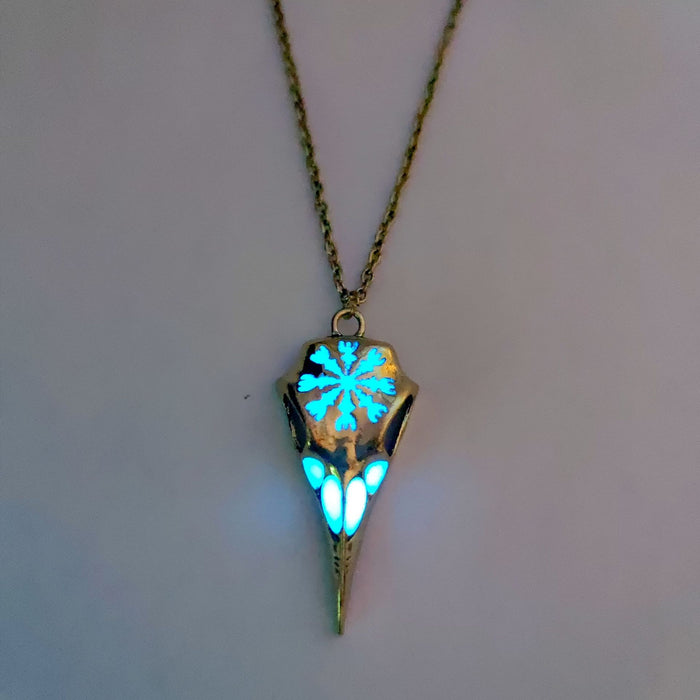 Wholesale Vintage Pendant Viking Crow Skull Olecranon Luminous Necklace JDC-NE-zifei002