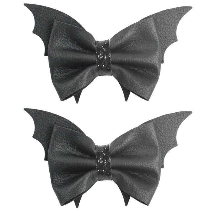 Wholesale Hair Clips Leather Black Bat Halloween MOQ≥5 JDC-HC-HaiS002