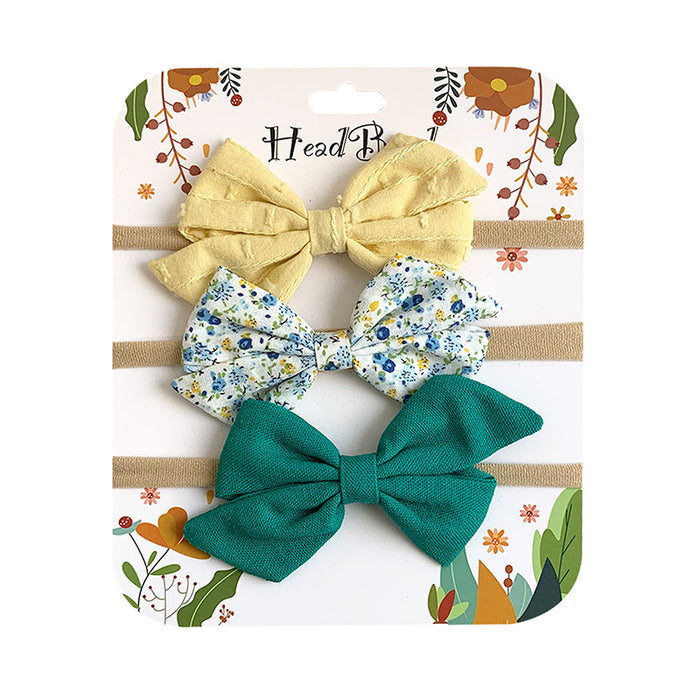 Wholesale Headband Cotton Linen Baby Soft Elastic Bow MOQ≥10 JDC-HD-AMSR004