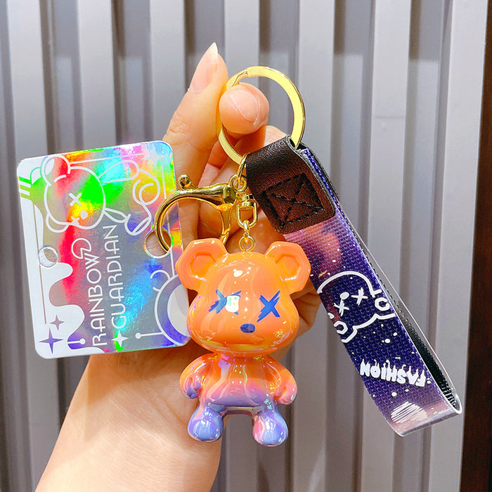 Wholesale cartoon gradient color graffiti bear keychain JDC-KC-LeZ008